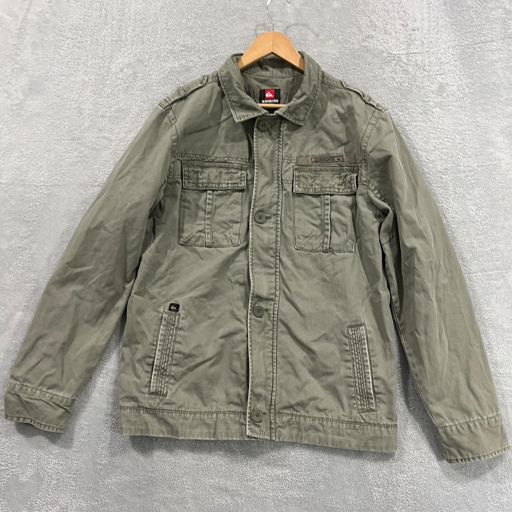 Vintage Quiksilver Jacket Large Mens Green Military‎ Chore Rare 90s